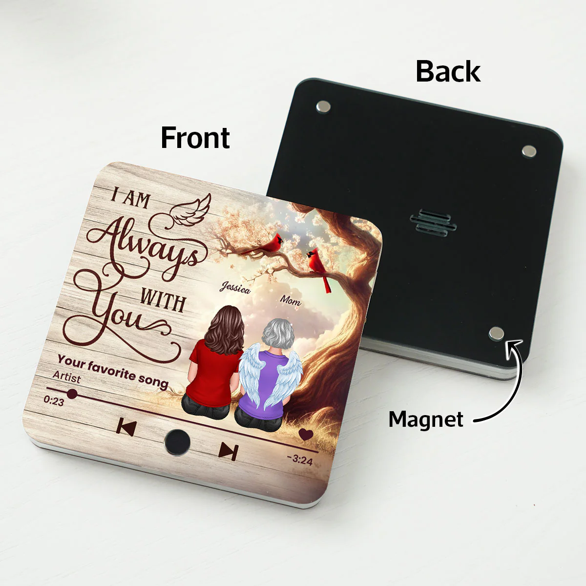 Always With You Cardinal Blossom Tree Memorial Personalized Music Fridge Magnet, Sympathy Keepsake, Remembrance Gift - Image 4