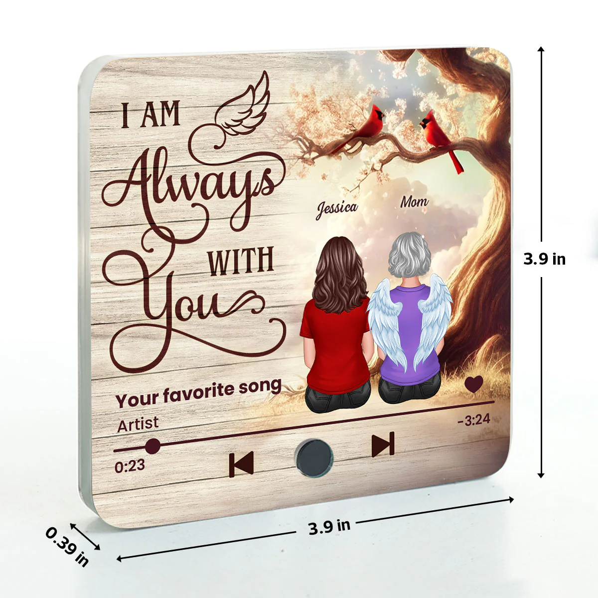Always With You Cardinal Blossom Tree Memorial Personalized Music Fridge Magnet, Sympathy Keepsake, Remembrance Gift - Image 7