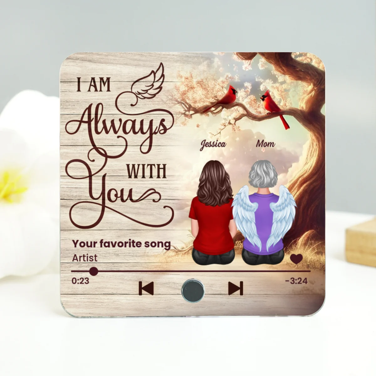 Always With You Cardinal Blossom Tree Memorial Personalized Music Fridge Magnet, Sympathy Keepsake, Remembrance Gift - Image 9
