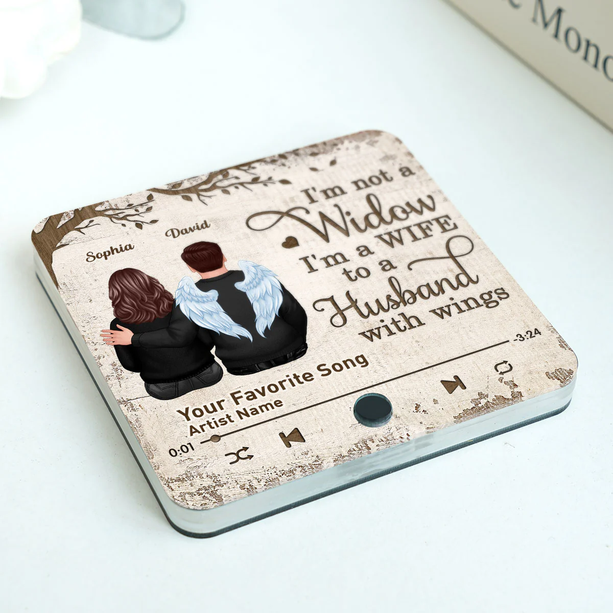 Always With You Couple Back View Under Tree Memorial Keepsake Sympathy Gift Personalized Music Fridge Magnet - Image 3