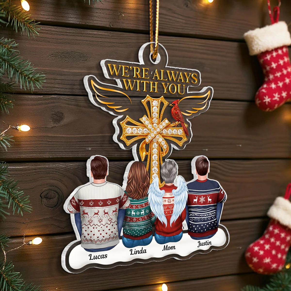 Always With You Family 3D Crystal Effect - Personalized Acrylic Ornament - Image 4
