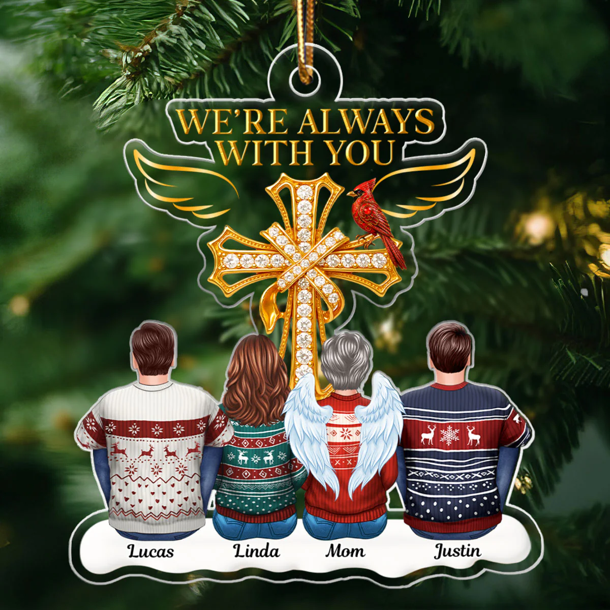 Always With You Family 3D Crystal Effect - Personalized Acrylic Ornament - Image 5