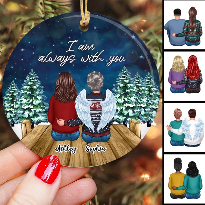 Always With You Family Christmas Night Memorial Personalized Circle Ornament - Image 2