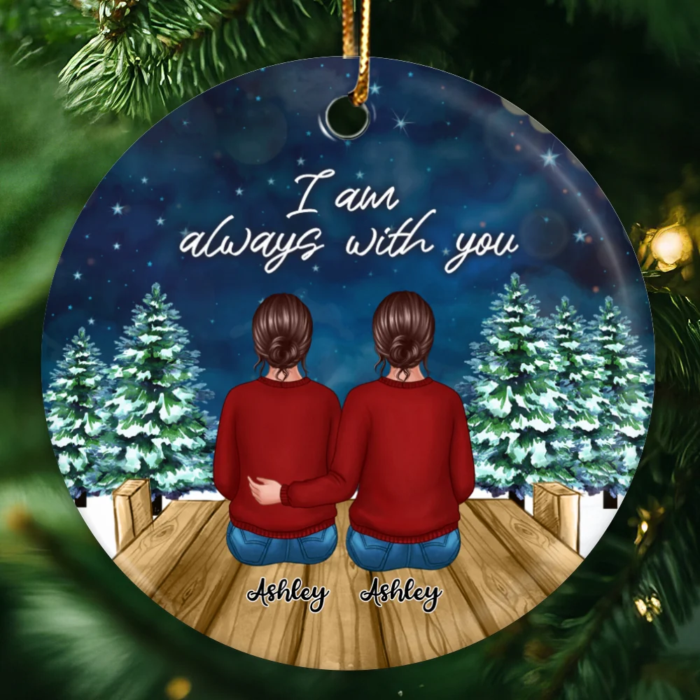 Always With You Family Christmas Night Memorial Personalized Circle Ornament - Image 4