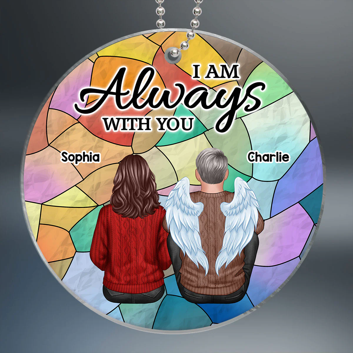 Always With You Family Memorial Colorful Background Personalized Acrylic Ornament - Image 2