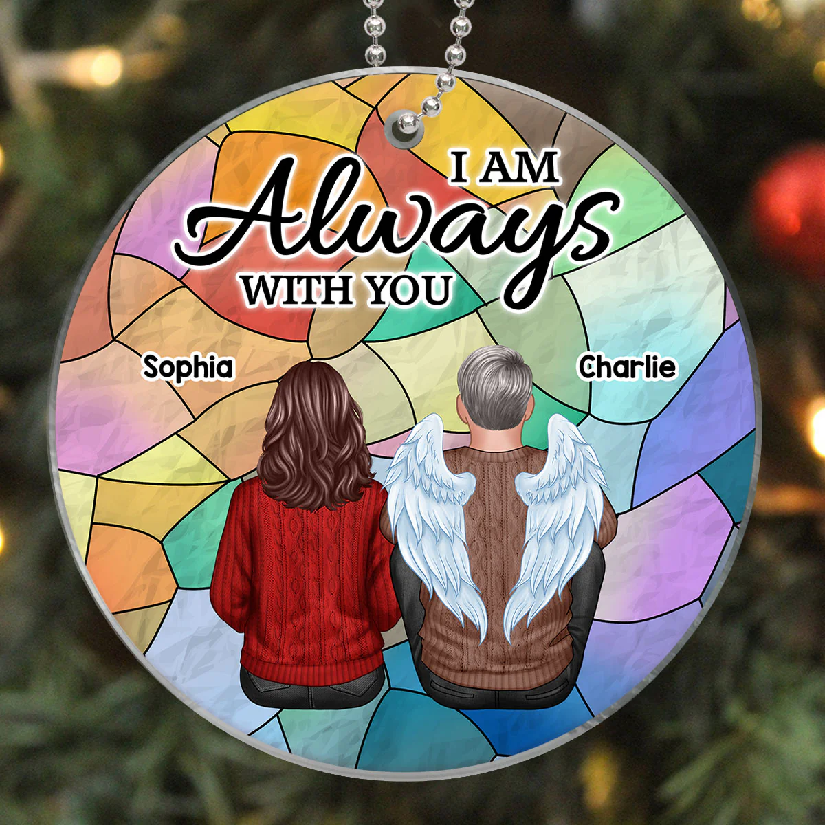 Always With You Family Memorial Colorful Background Personalized Acrylic Ornament - Image 3