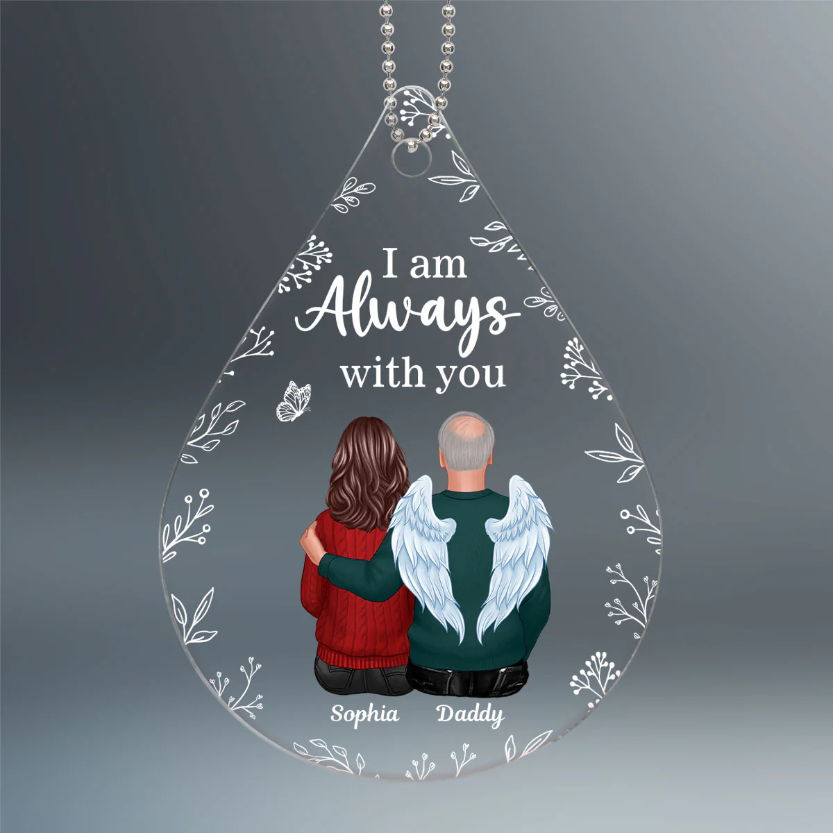 Always With You Family Memorial Keepsake Remembrance Gift Personalized Teardrop Shaped Acrylic Ornament - Image 2