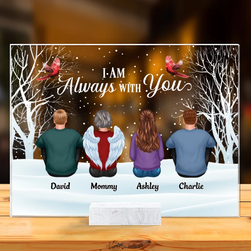 Always With You Family Memorial Snow Background Personalized Acrylic Plaque - Image 3