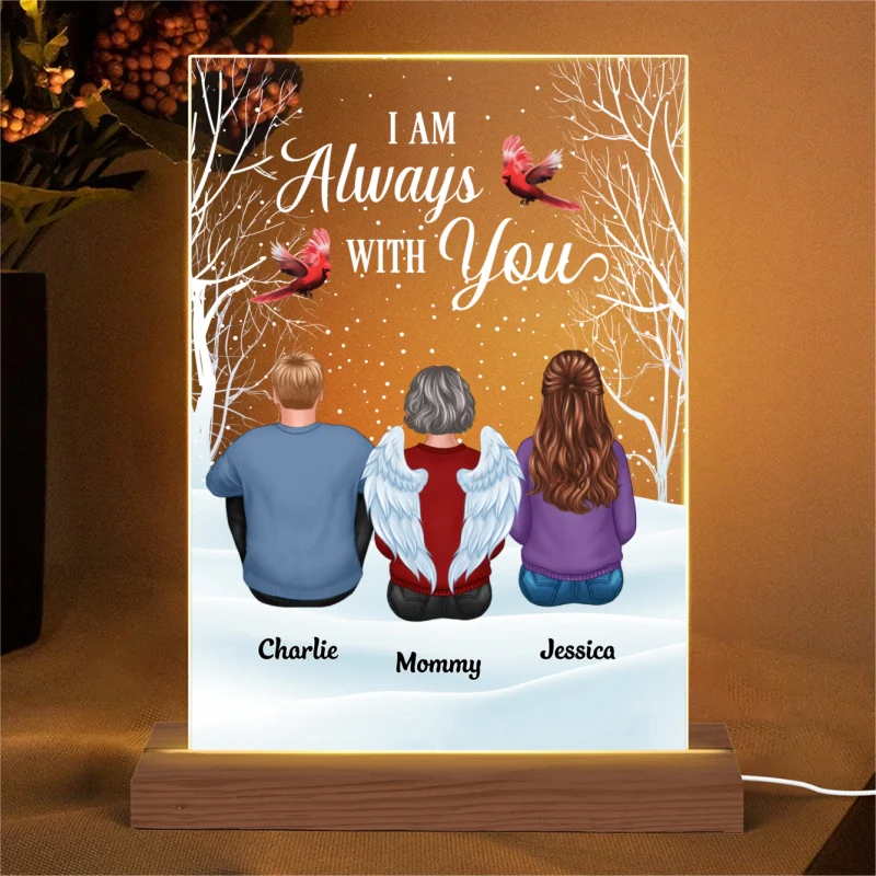 Always With You Family Memorial Snow Personalized Rectangle Acrylic Plaque LED Lamp Night Light - Image 4