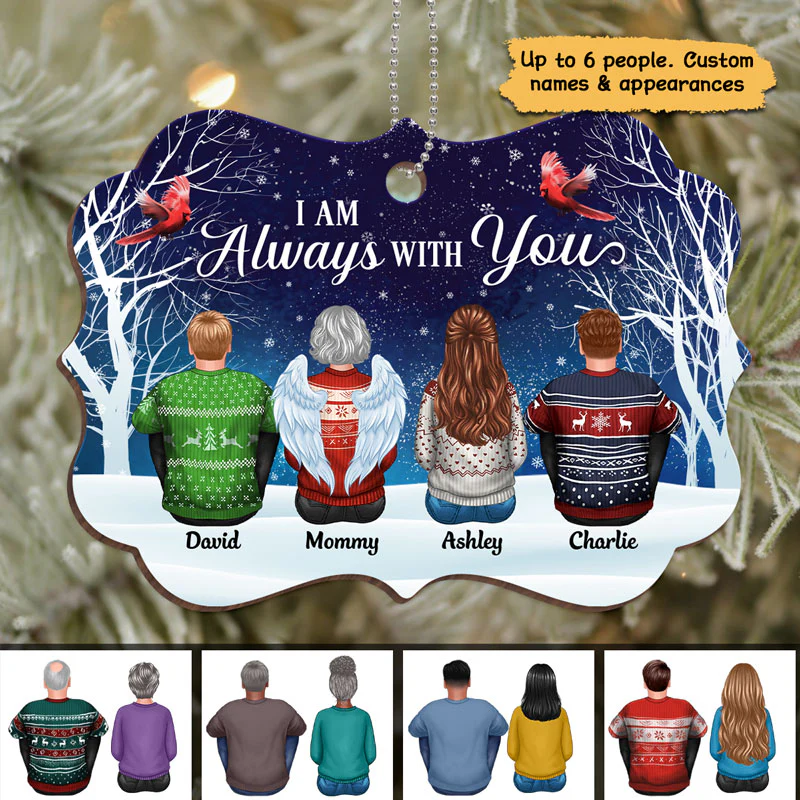 Always With You Family Memorial Snow Personalized Wooden Ornament - Image 3