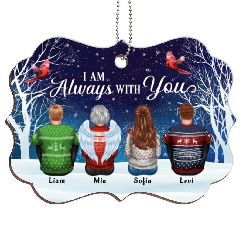 Always With You Family Memorial Snow Personalized Wooden Ornament - Image 4