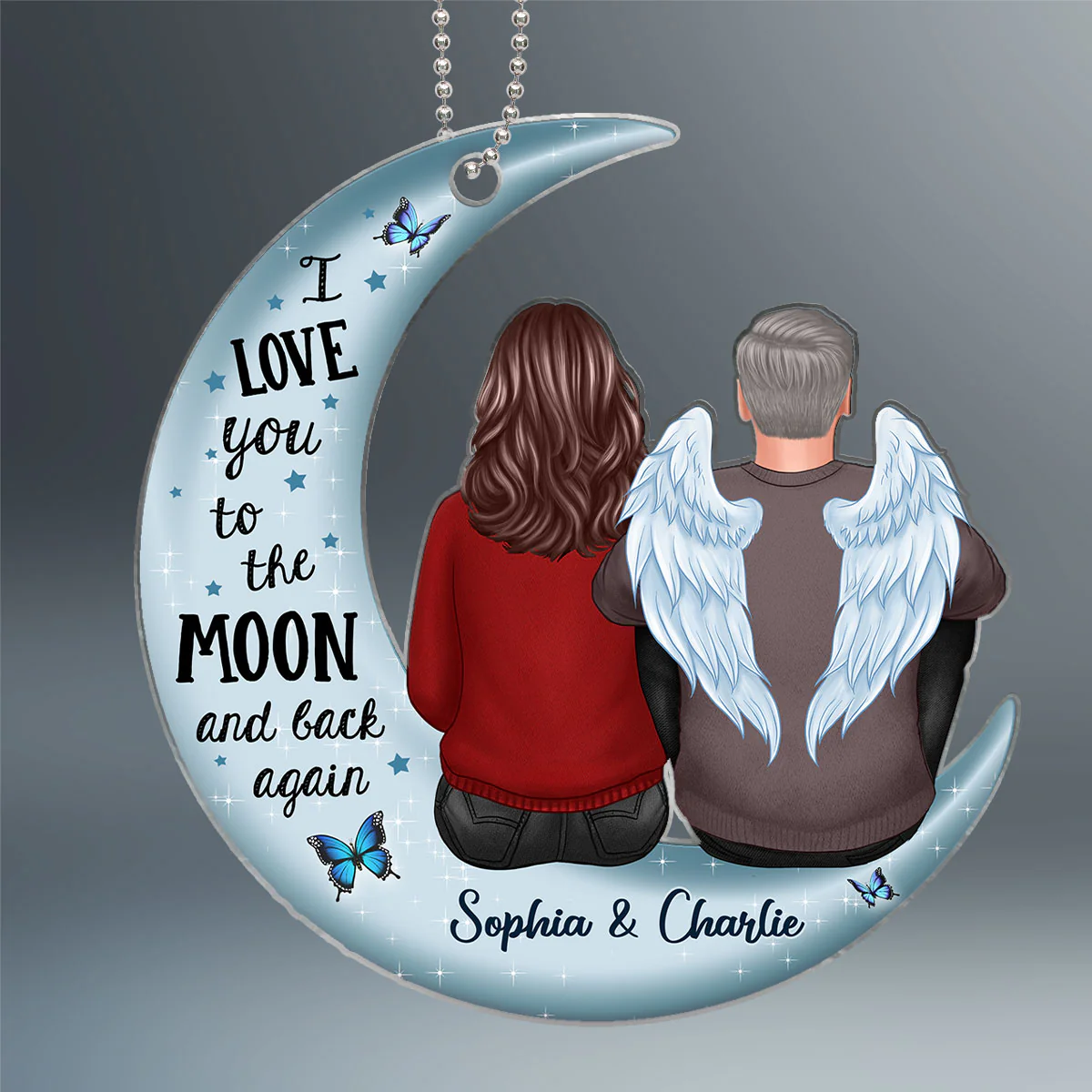Always With You Family Memorial Sympathy Keepsake Moon Personalized Acrylic Ornament - Image 2