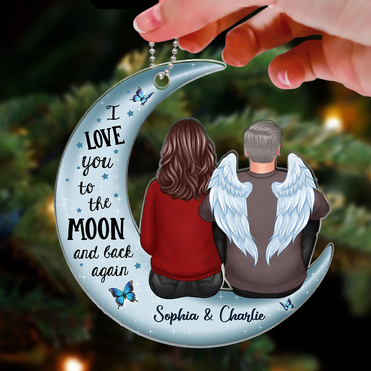 Always With You Family Memorial Sympathy Keepsake Moon Personalized Acrylic Ornament - Image 3