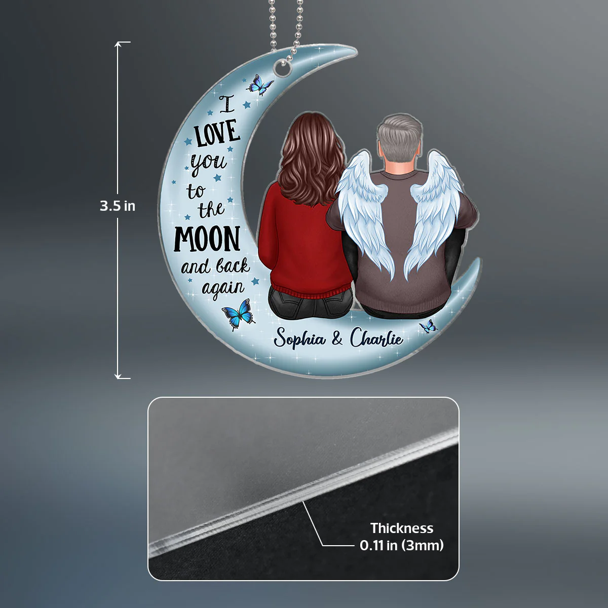 Always With You Family Memorial Sympathy Keepsake Moon Personalized Acrylic Ornament - Image 4