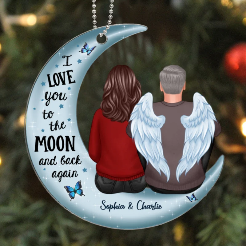 Always With You Family Memorial Sympathy Keepsake Moon Personalized Acrylic Ornament - Image 5