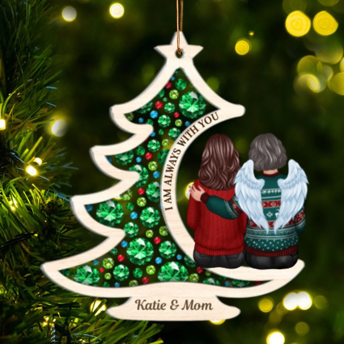 Always With You Gorgeous Christmas Tree Memorial Personalized 2-Layer Acrylic Ornament, Sympathy Gift - Image 10