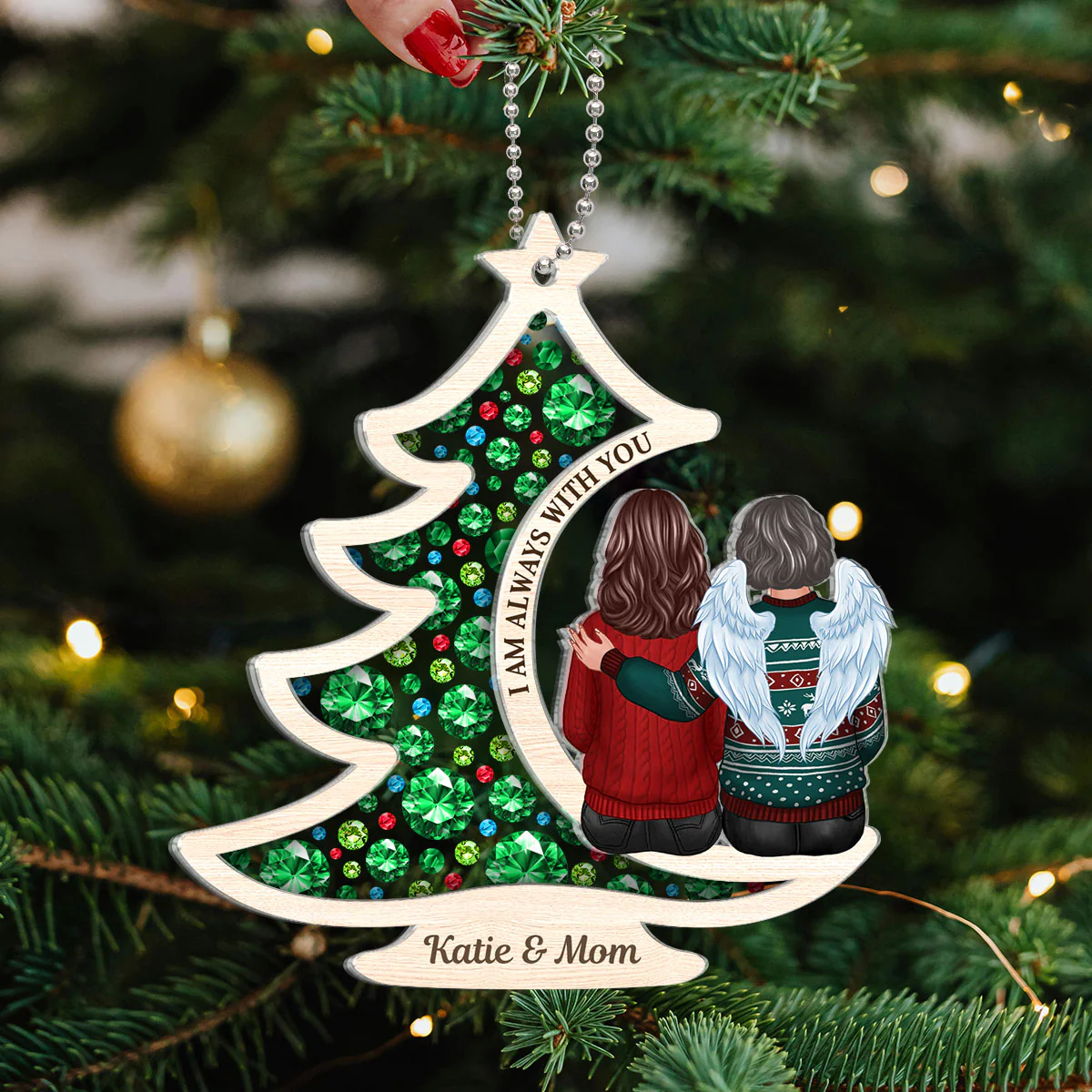 Always With You Gorgeous Christmas Tree Memorial Personalized 2-Layer Acrylic Ornament, Sympathy Gift - Image 5