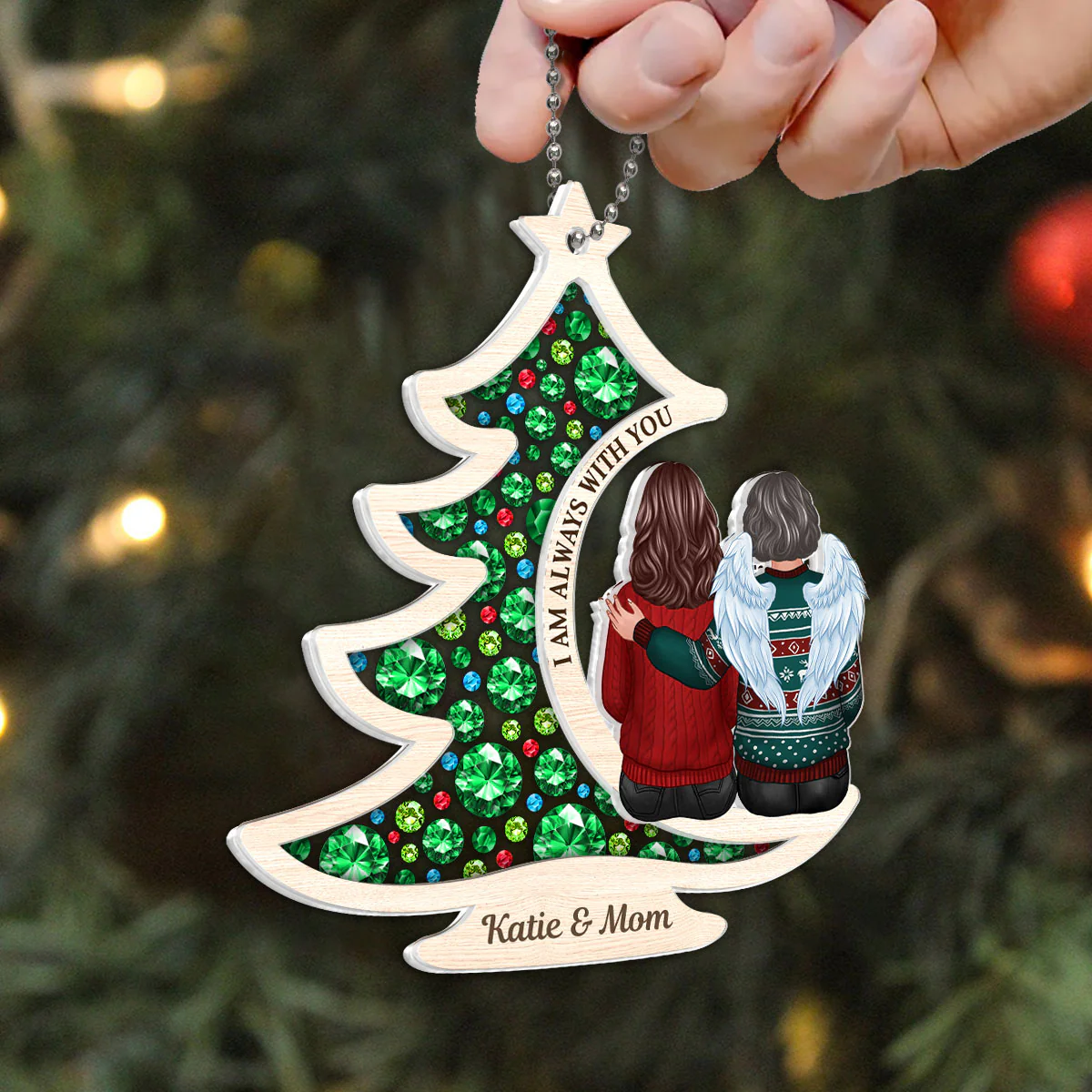 Always With You Gorgeous Christmas Tree Memorial Personalized 2-Layer Acrylic Ornament, Sympathy Gift - Image 6