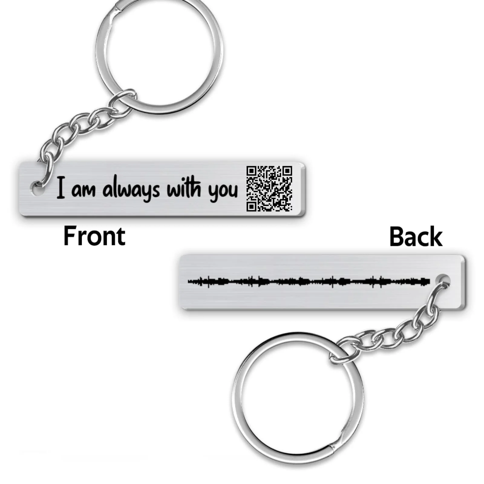 Always With You Keepsake Voice Message Soundwave Art QR Code Personalized Metal Keychain - Image 4