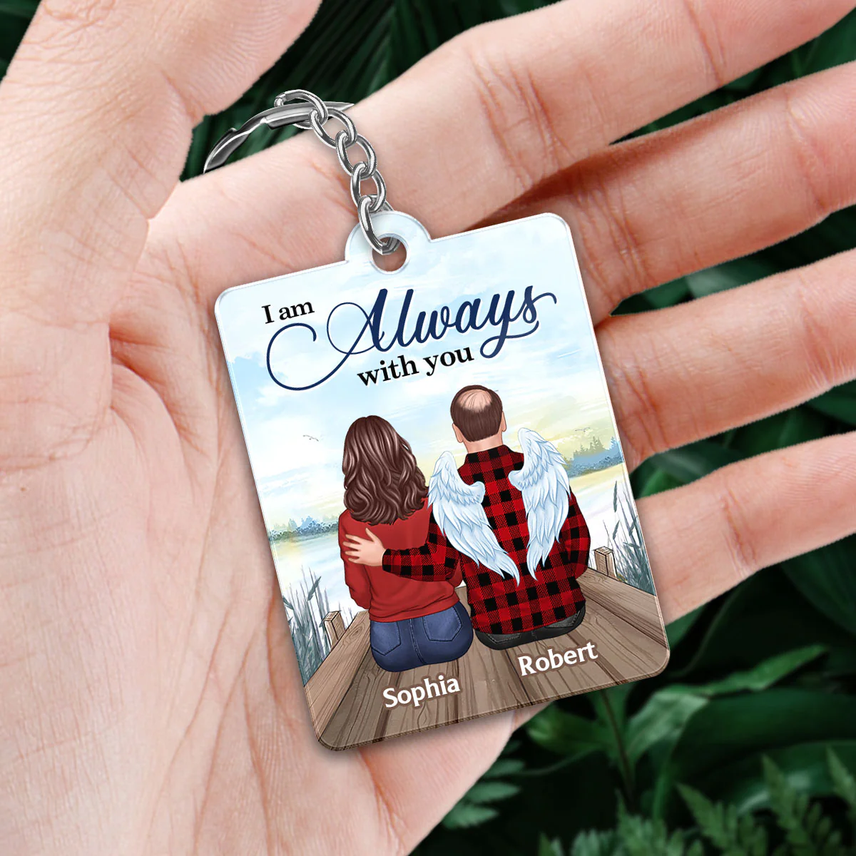 Always With You Lake View Family Memorial Personalized Acrylic Keychain - Image 2