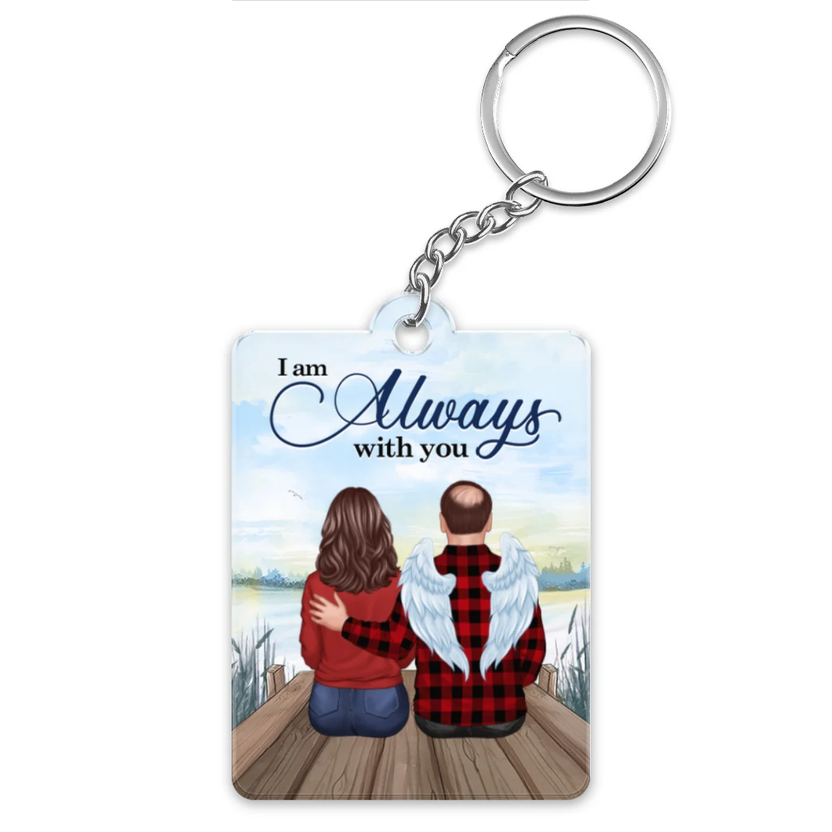 Always With You Lake View Family Memorial Personalized Acrylic Keychain - Image 4