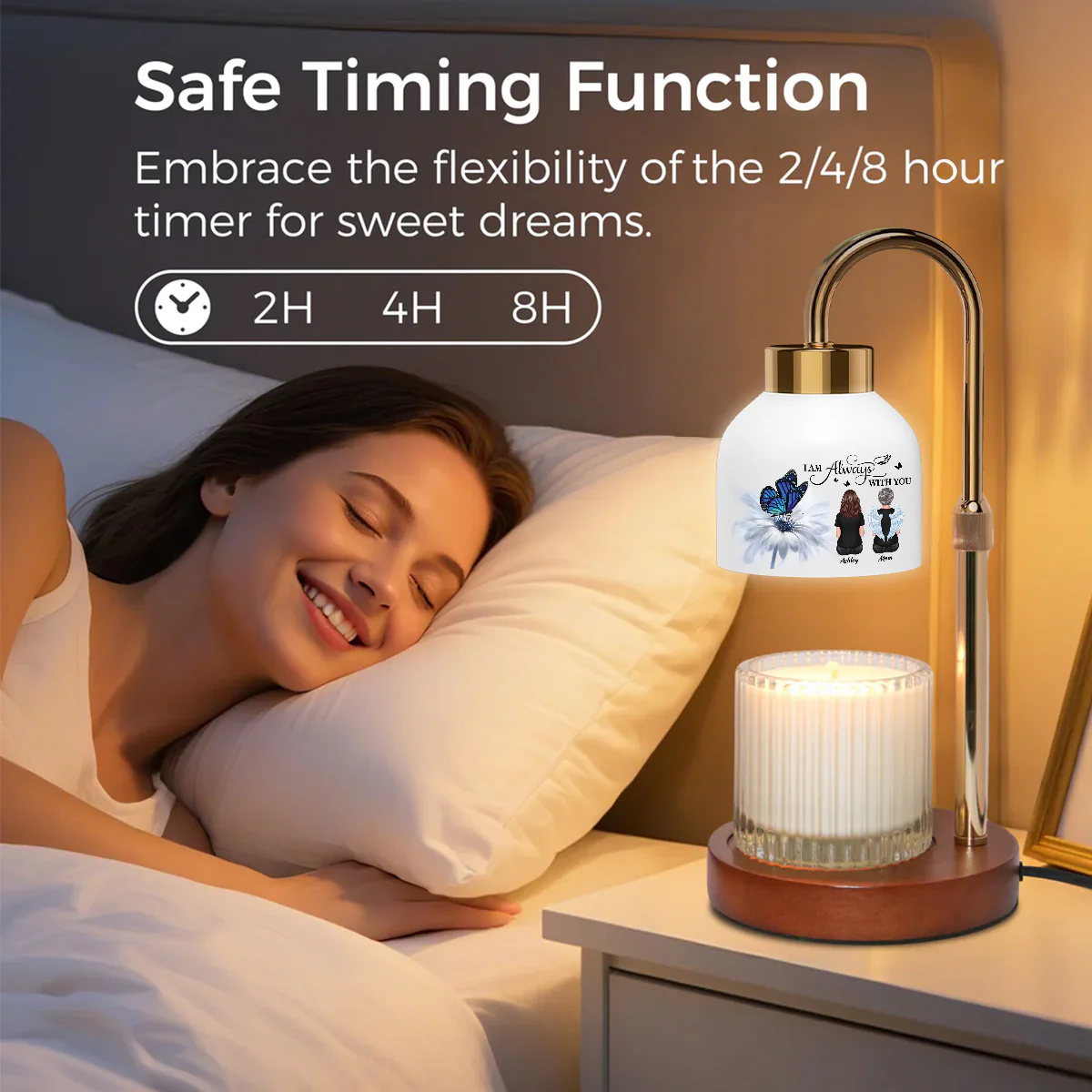 Always With You Memorial Butterfly On Daisy - Personalized Candle Warmer Lamp - Memorial Gift, Remembrance Keepsake - Image 8