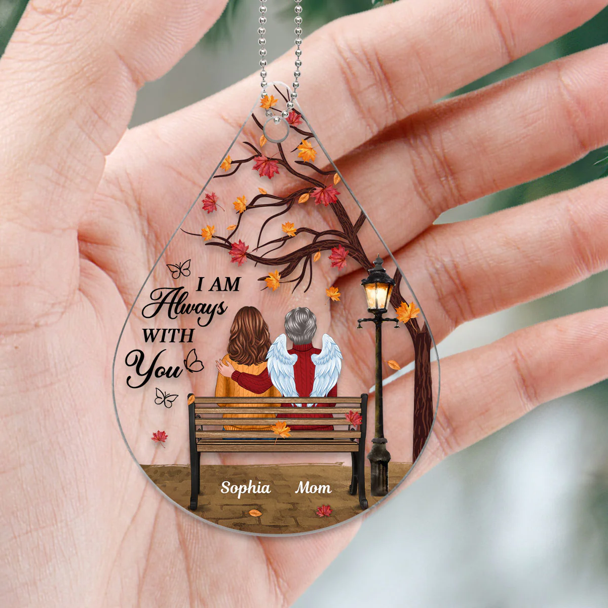 Always With You Memorial Keepsake Under Fall Tree Personalized Acrylic Ornament - Image 5