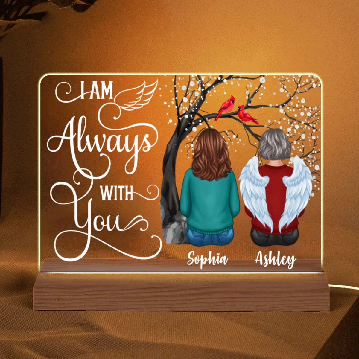 Always With You Personalized Memorial Remembrance Gift Personalized Custom Shape Acrylic Plaque LED Night Light - Image 5