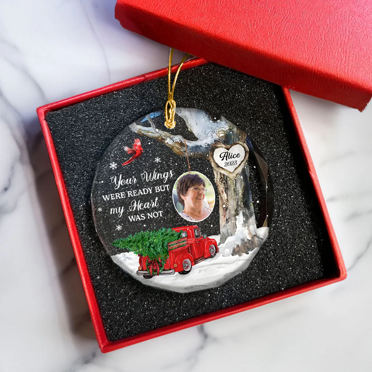 Always With You Photo Memorial Personalized Glass Ornament, Christmas Sympathy Keepsake, Lost Loved Ones Rememberance - Image 4