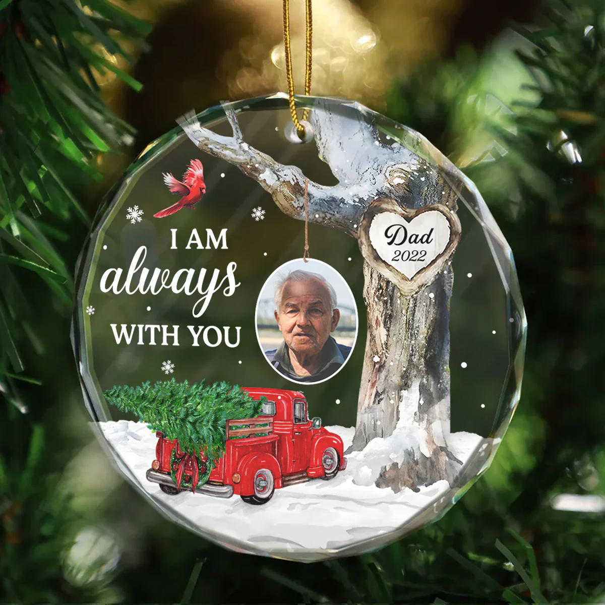 Always With You Photo Memorial Personalized Glass Ornament, Christmas Sympathy Keepsake, Lost Loved Ones Rememberance - Image 5