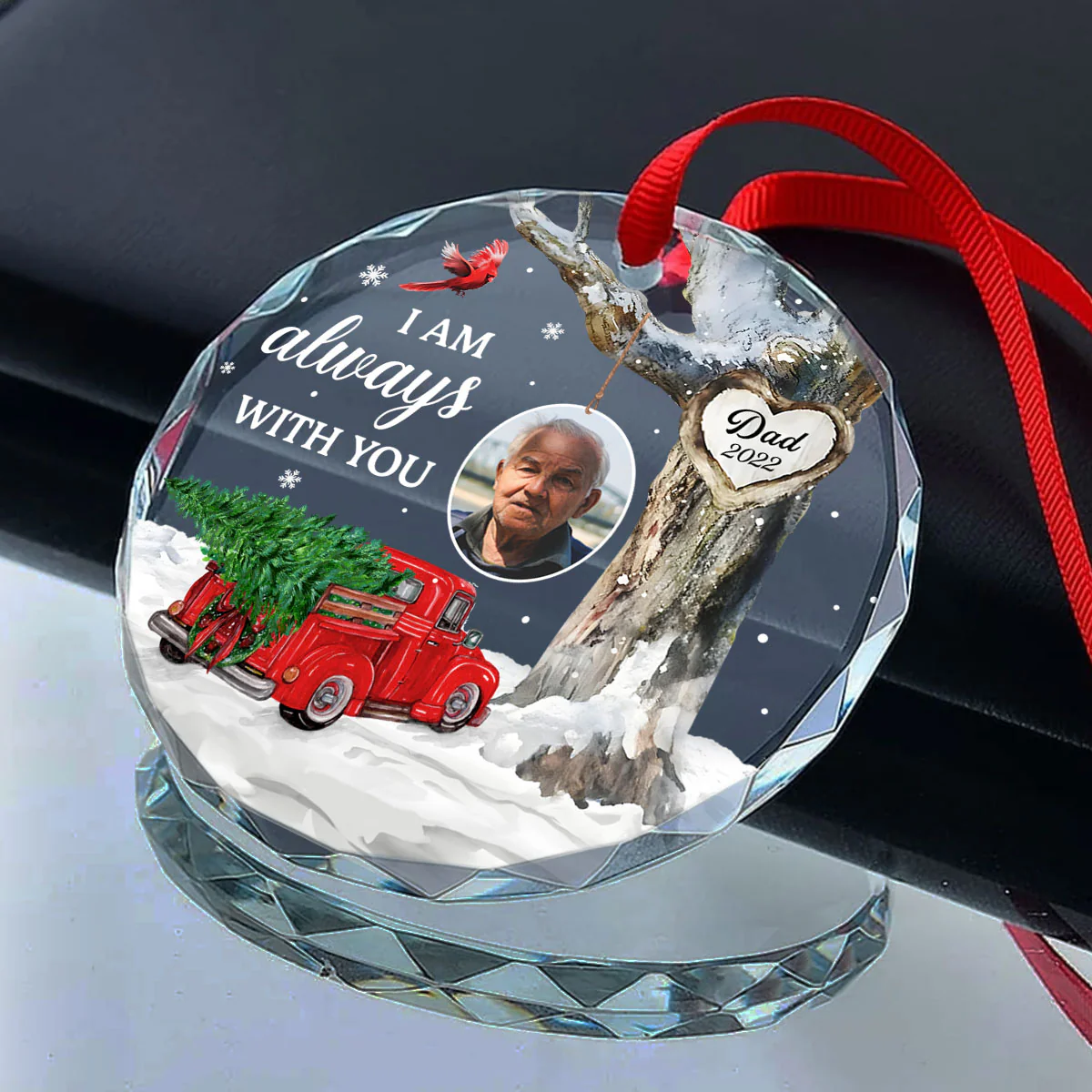 Always With You Photo Memorial Personalized Glass Ornament, Christmas Sympathy Keepsake, Lost Loved Ones Rememberance - Image 7