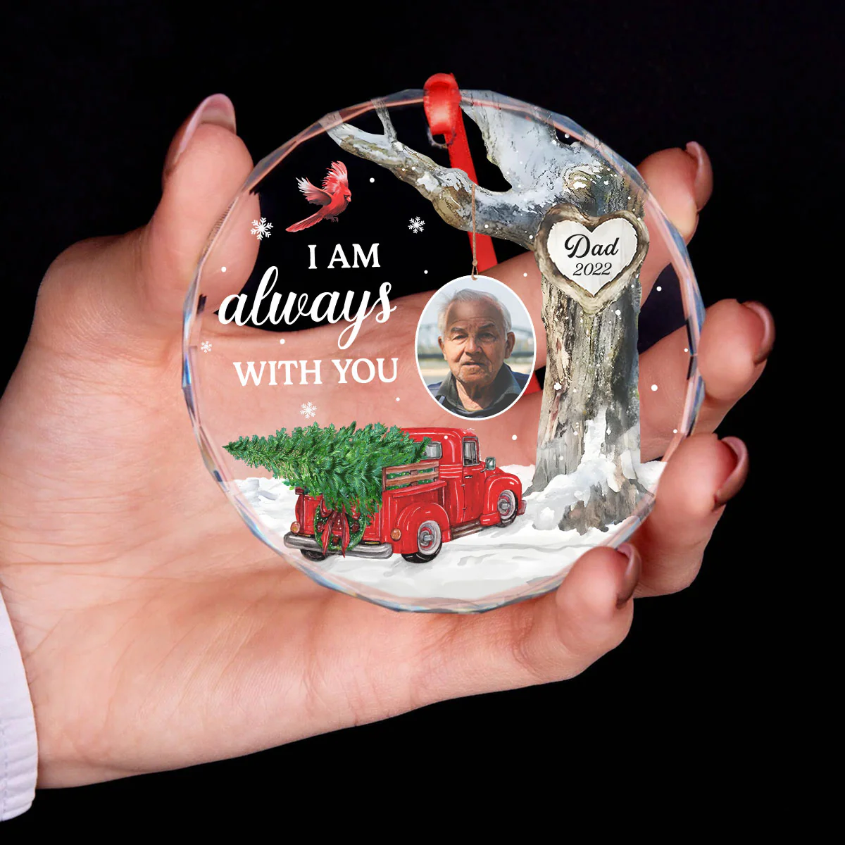 Always With You Photo Memorial Personalized Glass Ornament, Christmas Sympathy Keepsake, Lost Loved Ones Rememberance - Image 9
