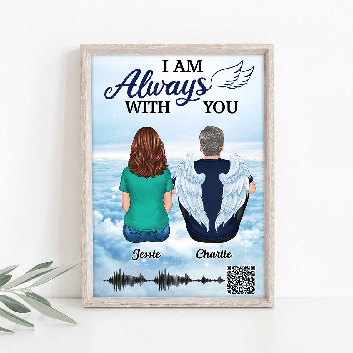 Always With You Sky Cloud Voicemail Voice Message QR Code Personalized Vertical Poster - Image 3