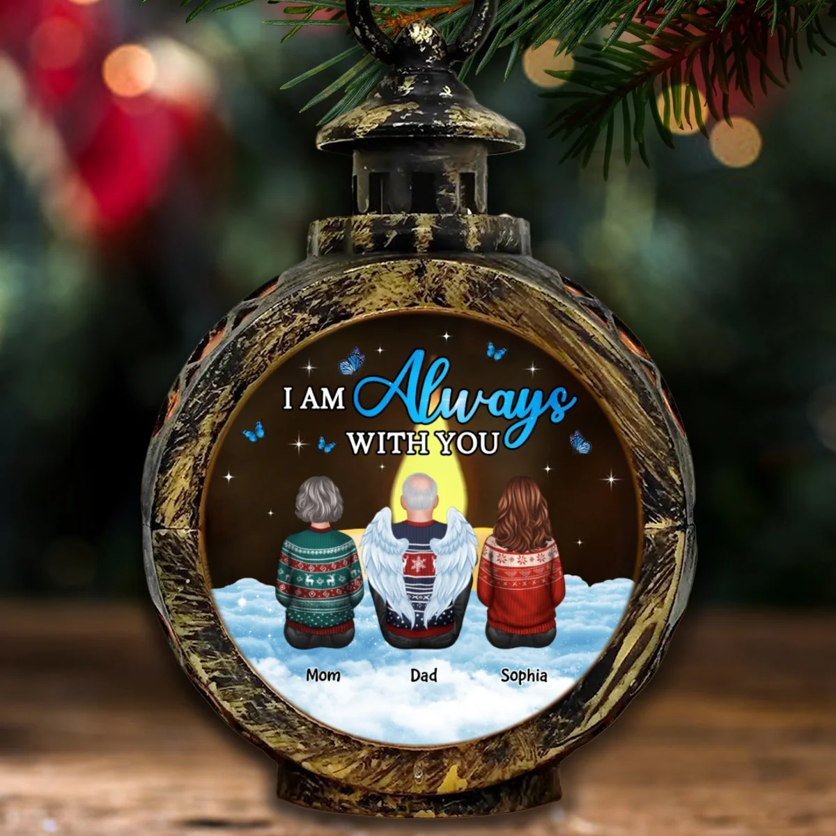 Always With You Sky Family Members Grandma Grandpa Dad Mom Kids Dogs Cats Christmas Personalized Lantern Ornament, Memorial Remembrance Gift - Image 8