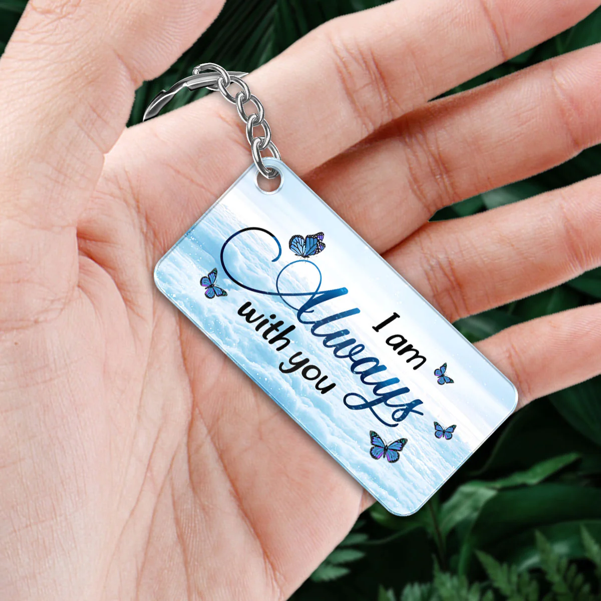 Always With You Sky Family Members Grandma Grandpa Dad Mom Kids Dogs Cats Memorial Personalized Acrylic Keychain - Image 2