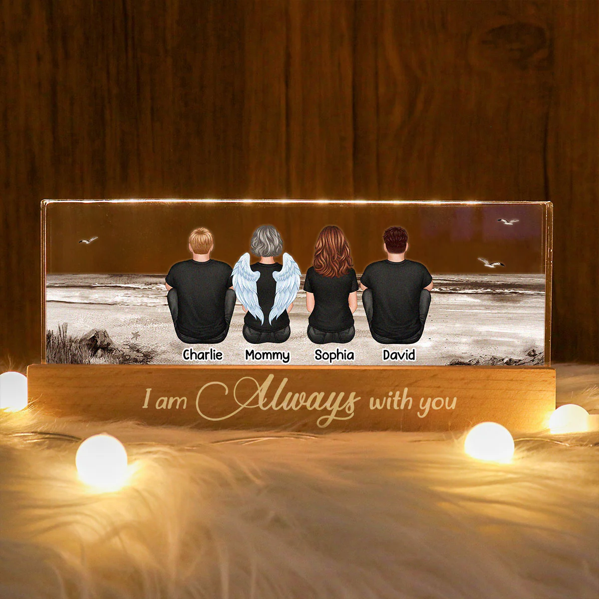 Always With You Sky Family Members, Memorial Personalized Acrylic Block LED Night Light, Sympathy Gift - Image 3