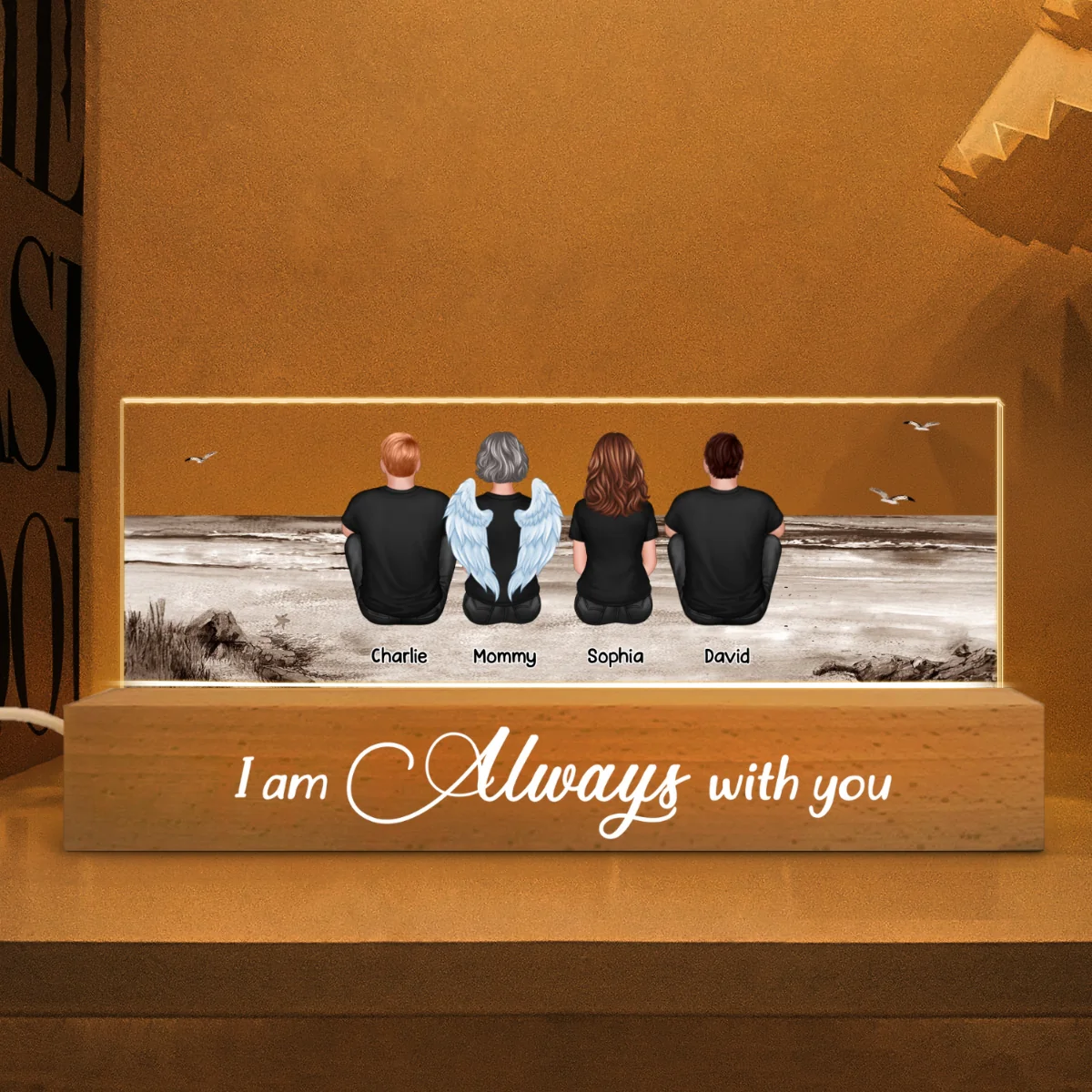 Always With You Sky Family Members, Memorial Personalized Acrylic Block LED Night Light, Sympathy Gift - Image 8
