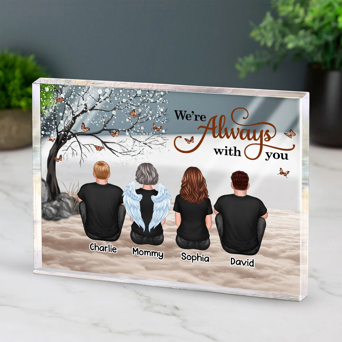 Always With You Sky Family Members, Memorial Personalized Acrylic Block Plaque, Sympathy Gift - Image 2