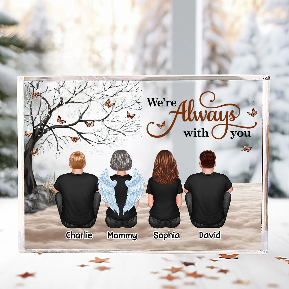 Always With You Sky Family Members, Memorial Personalized Acrylic Block Plaque, Sympathy Gift - Image 4