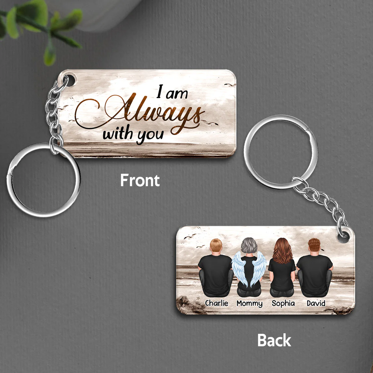 Always With You Sky Family Members, Memorial Personalized Acrylic Keychain, Sympathy Gift - Image 3