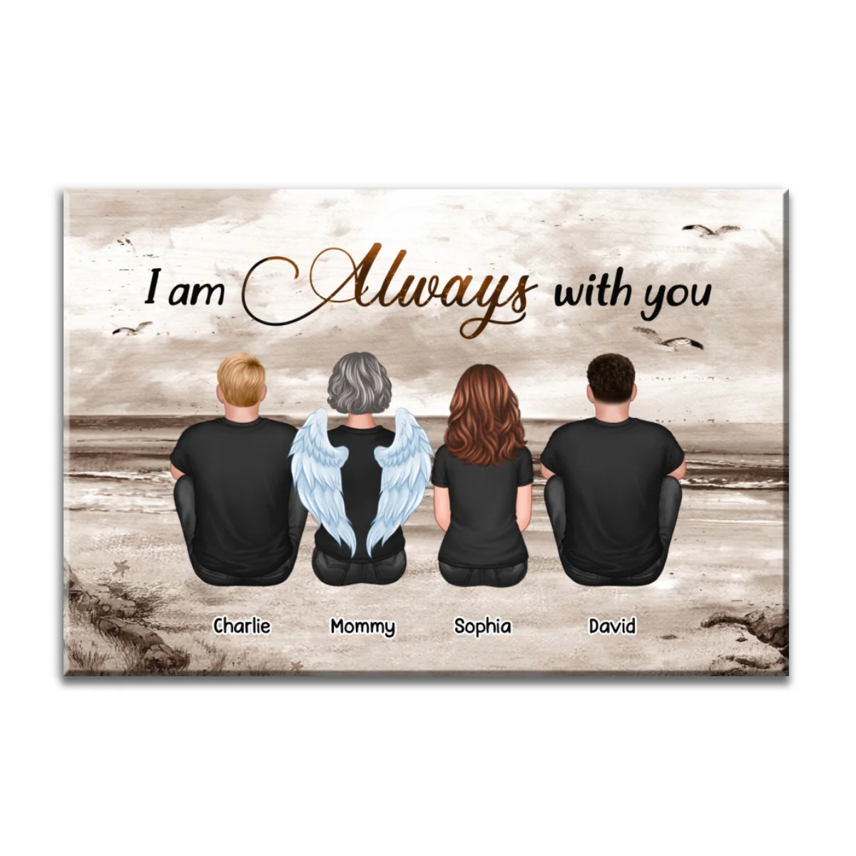 Always With You Sky Family Members, Memorial Personalized Canvas, Sympathy Gift - Image 9