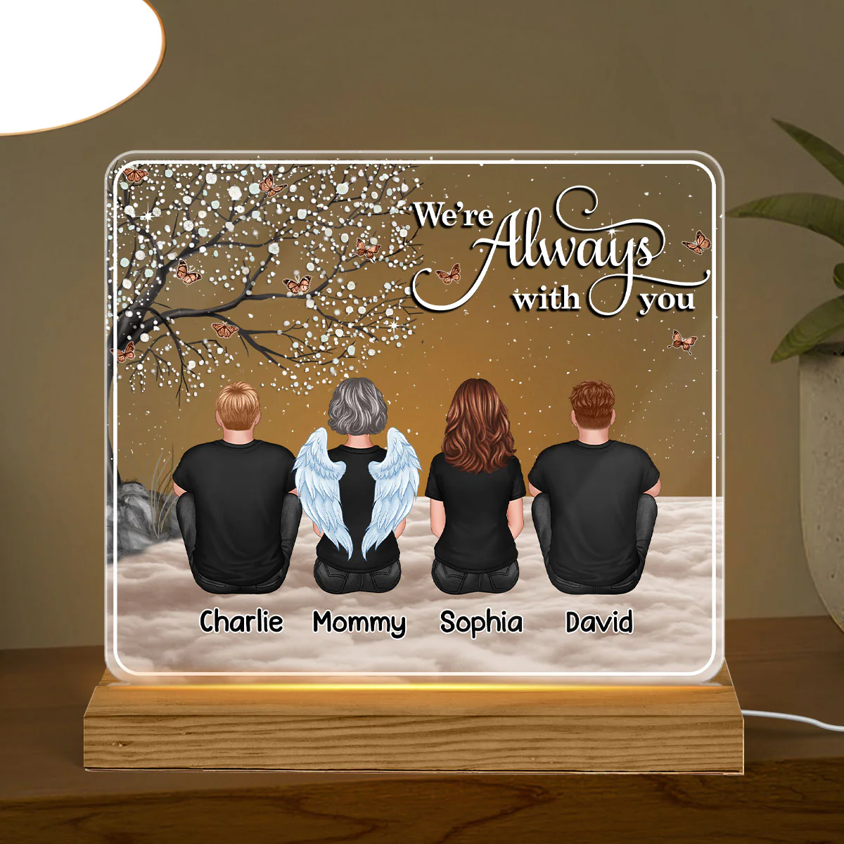 Always With You Sky Family Members, Memorial Personalized Custom Shaped LED Night Light, Sympathy Gift - Image 4