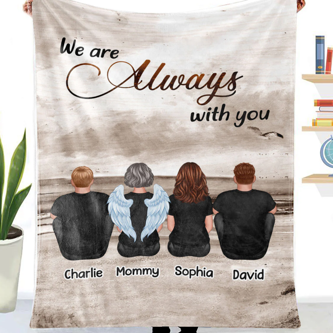 Always With You Sky Family Members, Memorial Personalized Fleece Blanket, Sympathy Gift - Image 2