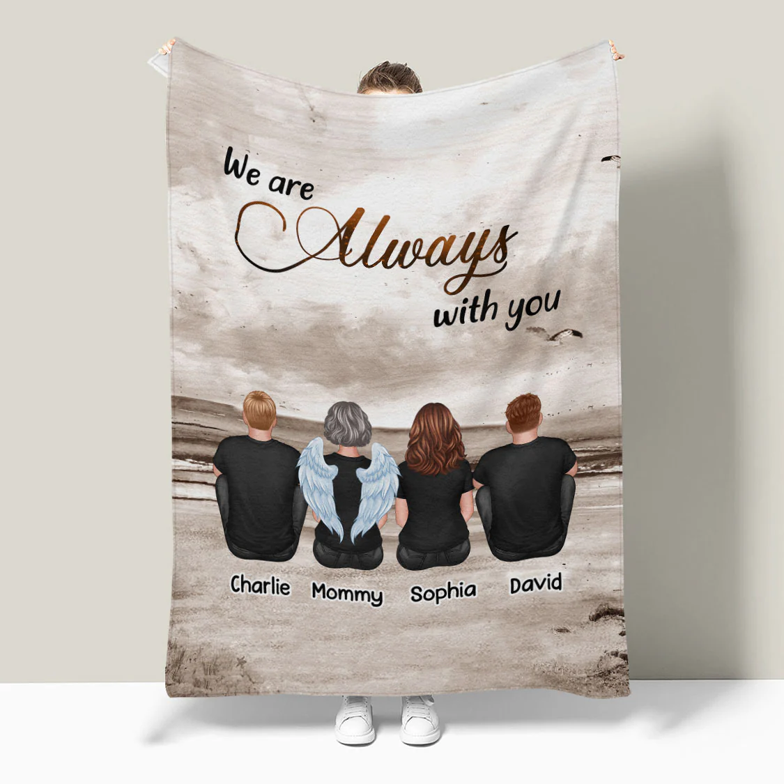 Always With You Sky Family Members, Memorial Personalized Fleece Blanket, Sympathy Gift - Image 4