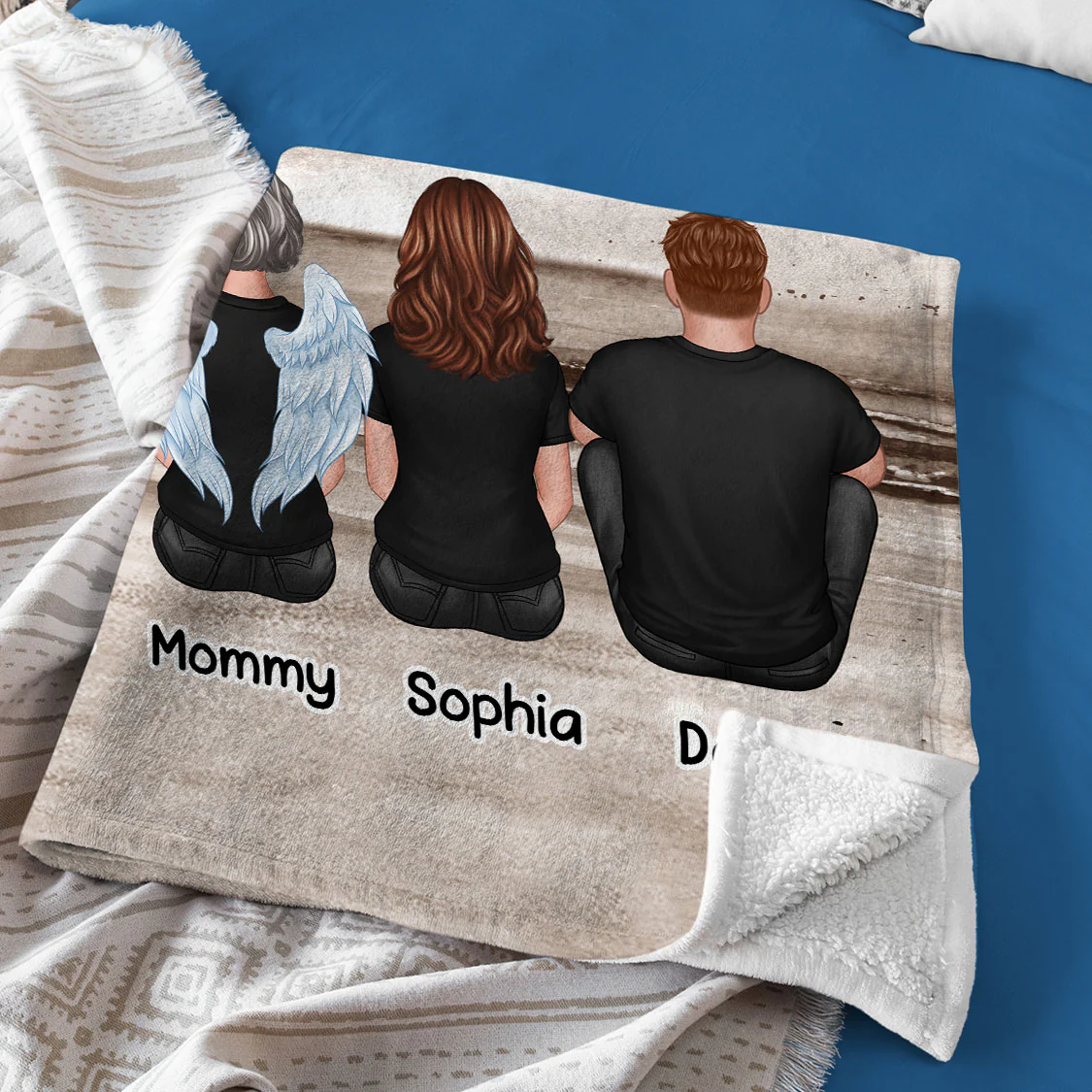 Always With You Sky Family Members, Memorial Personalized Fleece Blanket, Sympathy Gift - Image 5