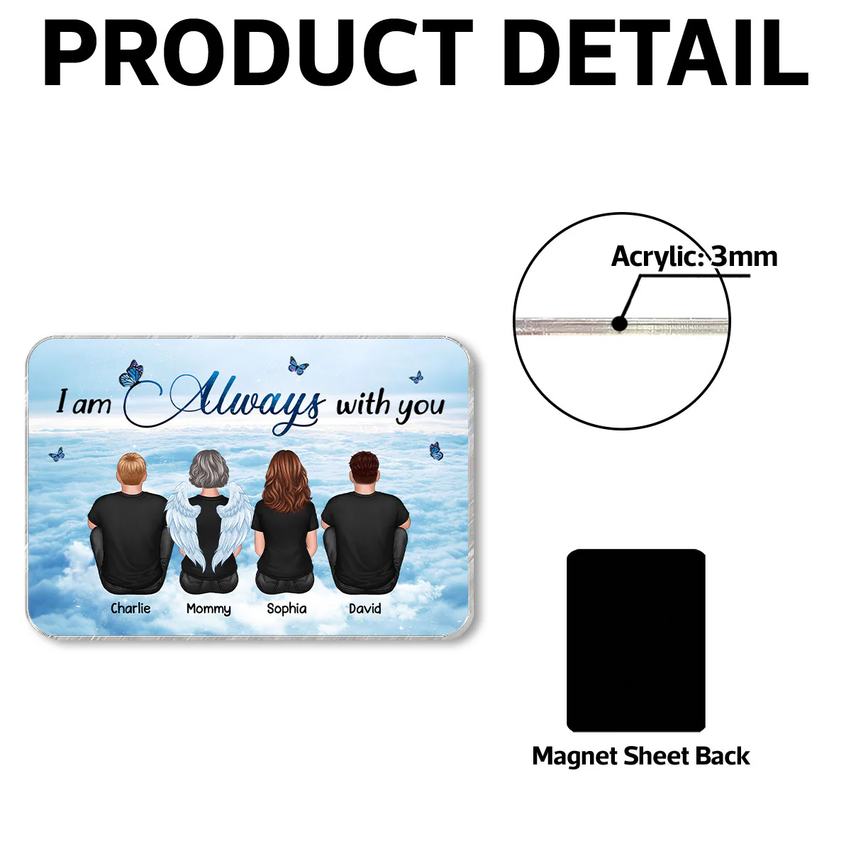 Always With You Sky Family Memorial Personalized Acrylic Fridge Magnet, Remembrance Gift, Sympathy Gift - Image 8