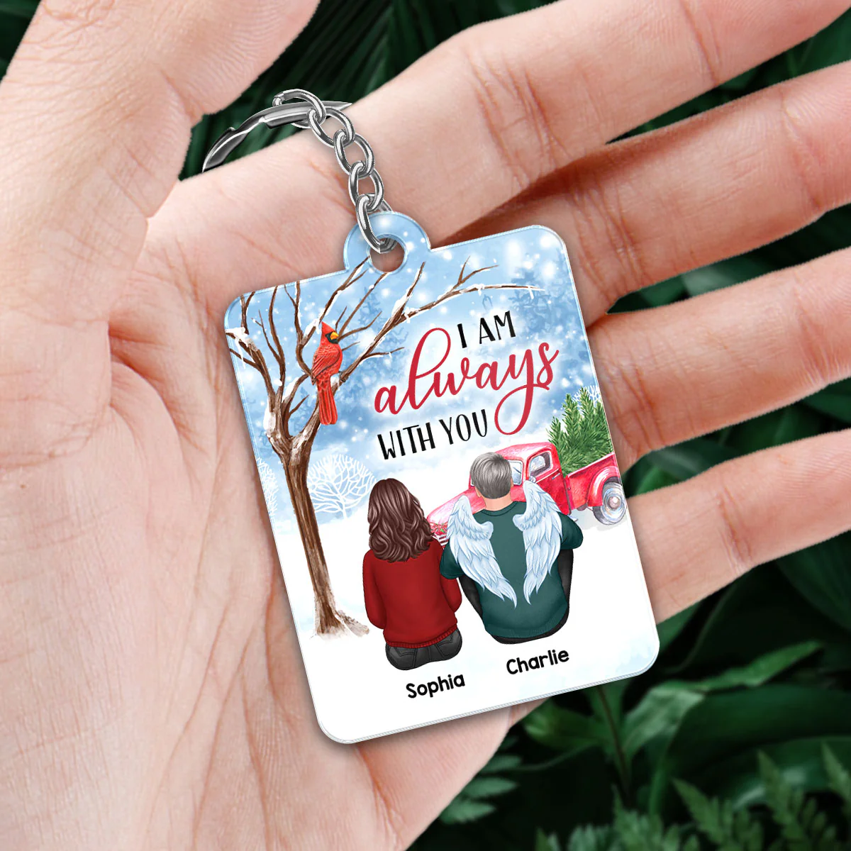 Always With You Snow Memorial Personalized Acrylic Keychain - Image 2