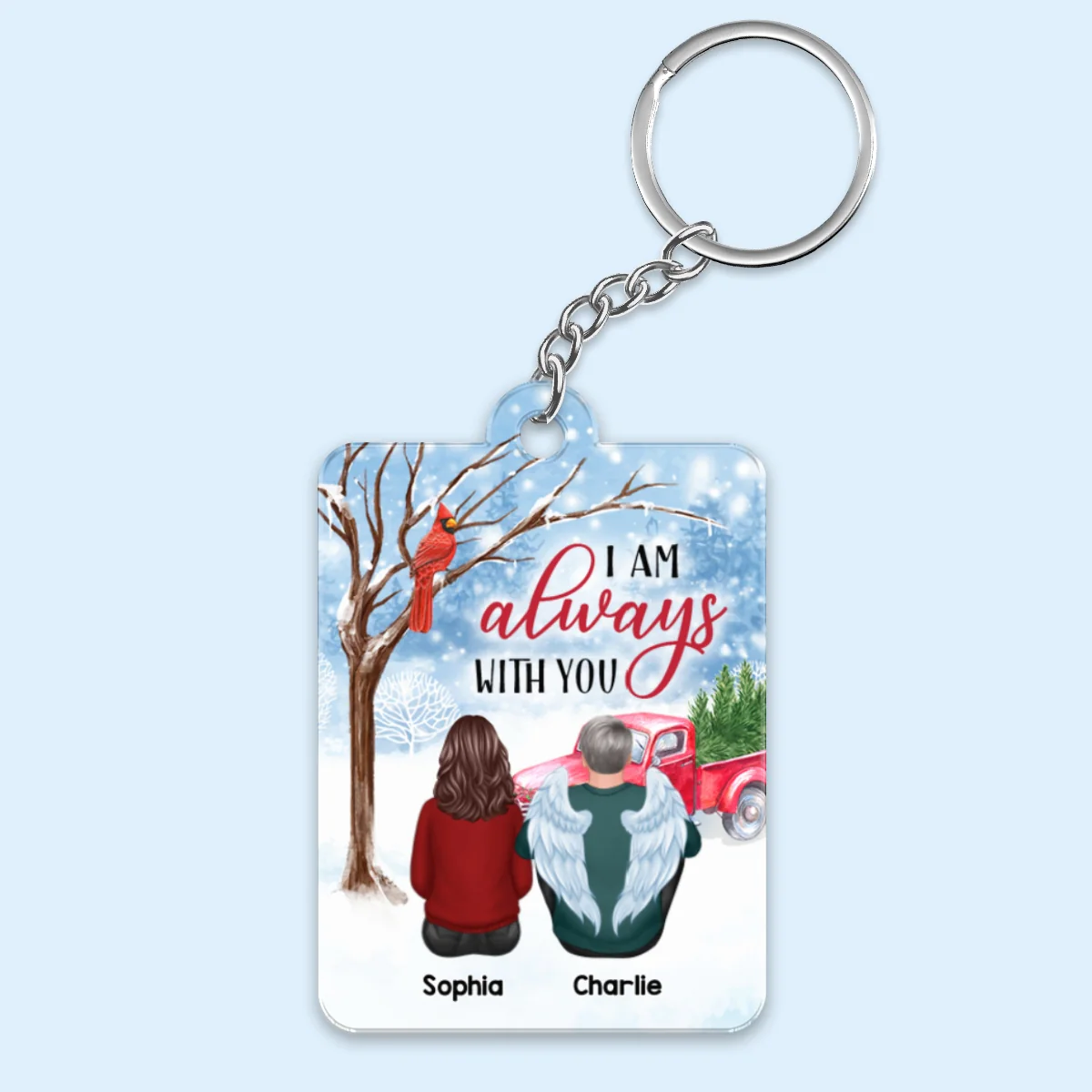Always With You Snow Memorial Personalized Acrylic Keychain - Image 4