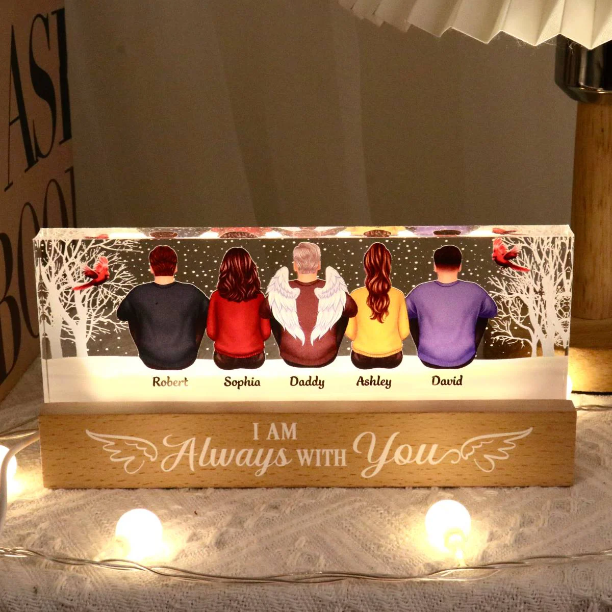 Always With You Snow Memorial Remembrance Sympathy Gift Personalized Acrylic Block LED Night Light - Image 6