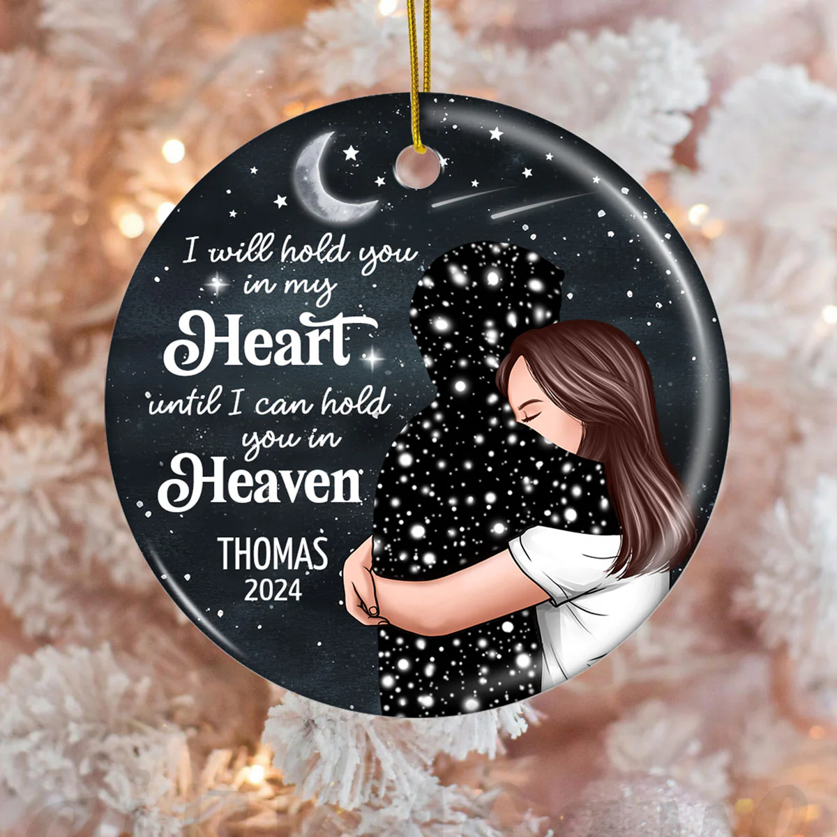 Always With You Woman With Lost Loved One Memorial Keepsake Personalized Ceramic Ornament - Image 4